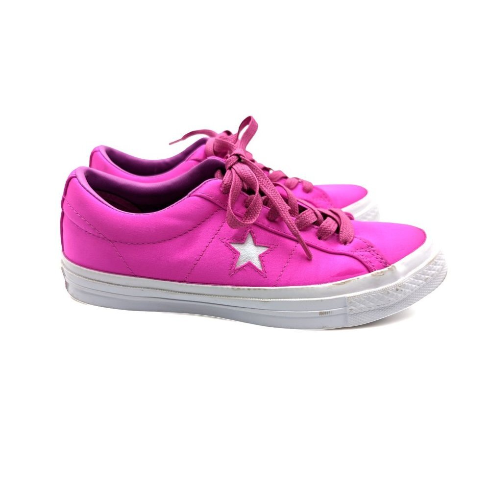 CONVERSE One Star Unisex M/5, W/7 Pink Satin Trainers Sneaker Shoe